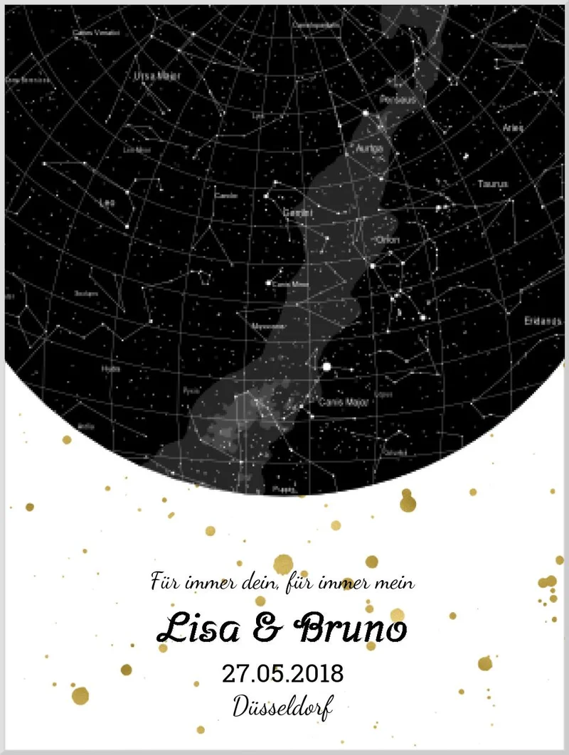Hochzeitsgeschenk | Personalisierte Sternkarte | Sternenhimmel Poster | Sternkarte Geschenk zur Hochzeit, zur Geburt, zur Taufe | Geschenk Brautpaar