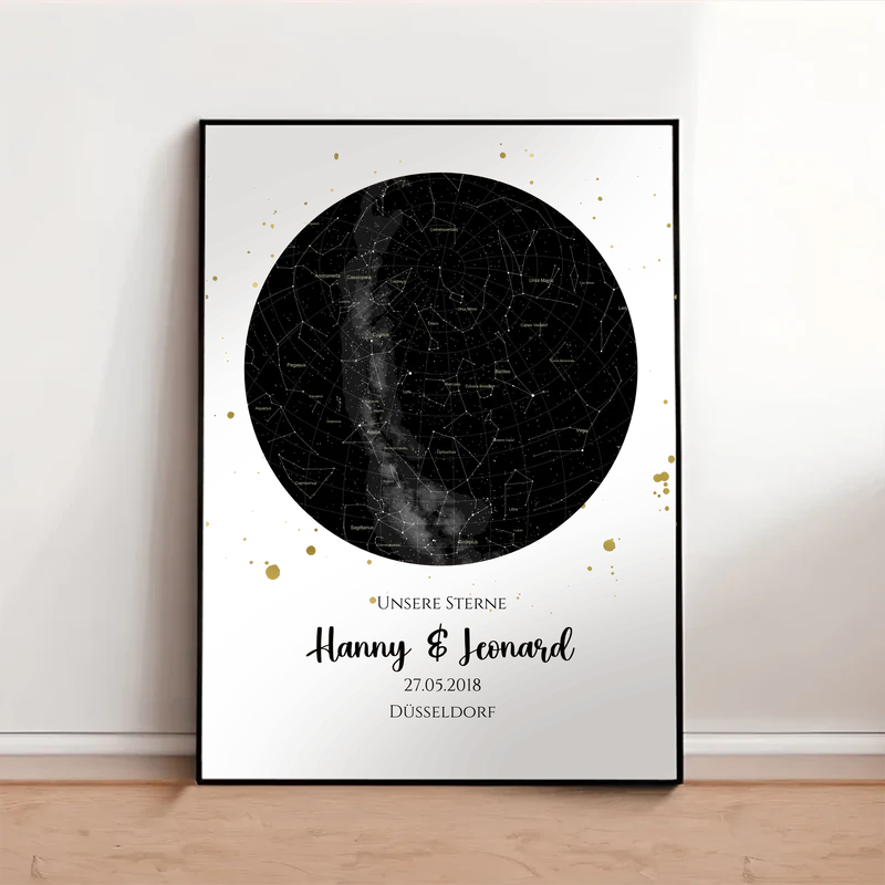 Hochzeitsgeschenk | Personalisierte Sternkarte | Sternenbild Poster | Sternkarte Geschenk zur Hochzeit, zur Geburt, zur Taufe | Geschenk Brautpaar