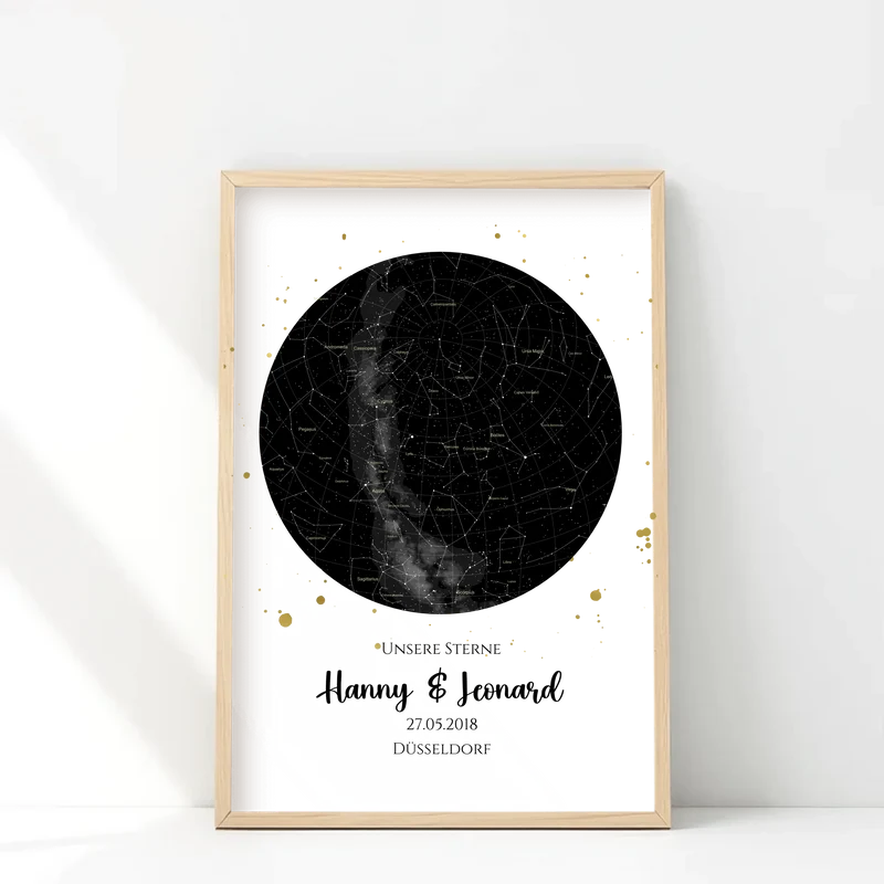 Hochzeitsgeschenk | Personalisierte Sternkarte | Sternenbild Poster | Sternkarte Geschenk zur Hochzeit, zur Geburt, zur Taufe | Geschenk Brautpaar