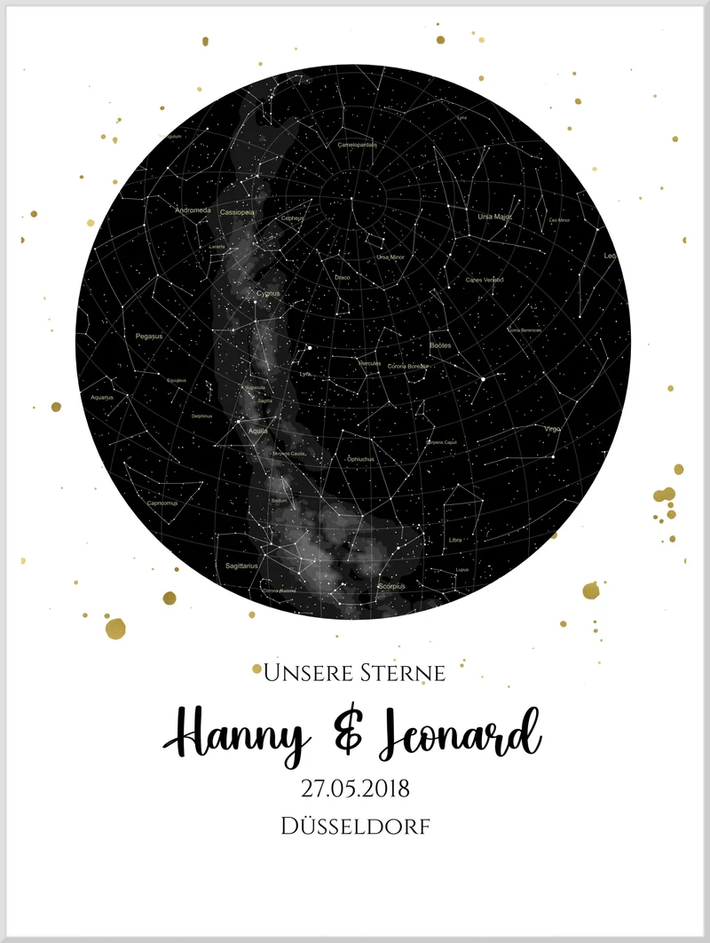 Hochzeitsgeschenk | Personalisierte Sternkarte | Sternenbild Poster | Sternkarte Geschenk zur Hochzeit, zur Geburt, zur Taufe | Geschenk Brautpaar
