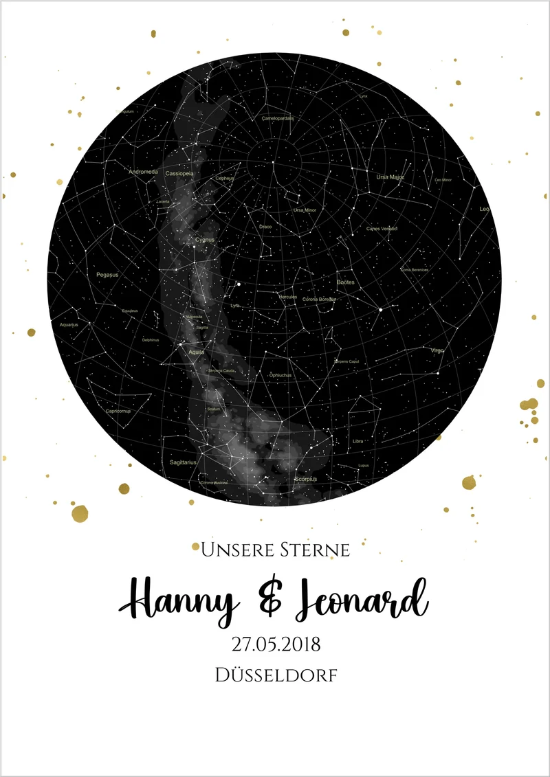Hochzeitsgeschenk | Personalisierte Sternkarte | Sternenbild Poster | Sternkarte Geschenk zur Hochzeit, zur Geburt, zur Taufe | Geschenk Brautpaar