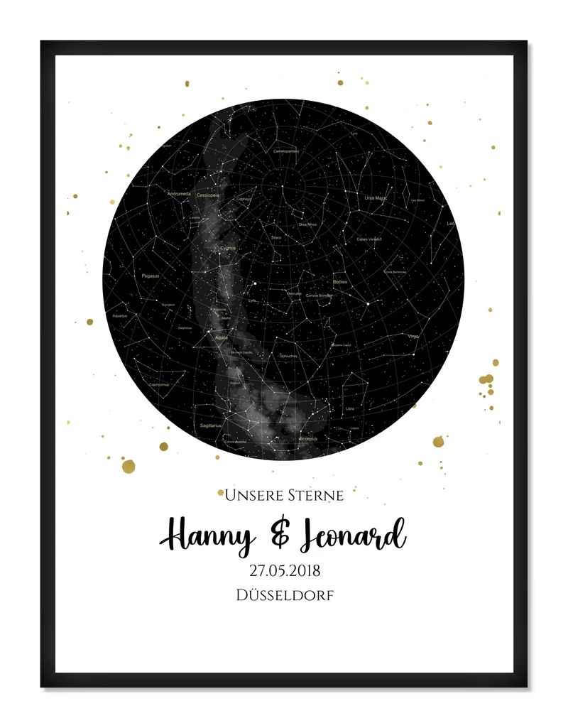 Hochzeitsgeschenk | Personalisierte Sternkarte | Sternenbild Poster | Sternkarte Geschenk zur Hochzeit, zur Geburt, zur Taufe | Geschenk Brautpaar