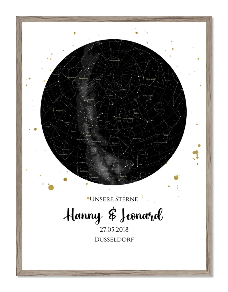 Hochzeitsgeschenk | Personalisierte Sternkarte | Sternenbild Poster | Sternkarte Geschenk zur Hochzeit, zur Geburt, zur Taufe | Geschenk Brautpaar