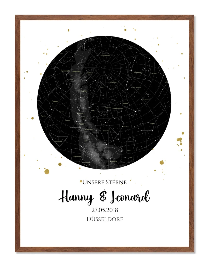 Hochzeitsgeschenk | Personalisierte Sternkarte | Sternenbild Poster | Sternkarte Geschenk zur Hochzeit, zur Geburt, zur Taufe | Geschenk Brautpaar