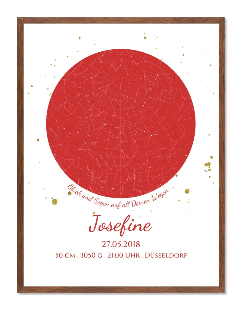 Geburtsgeschenk & Taufgeschenk Geburtsanzeige | Poster Sternkarte Design | Babygeschenk zur Geburt, zur Taufe | Sternkarte Mädchen