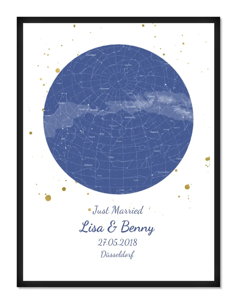 Hochzeitsgeschenk | Personalisierte Sternkarte | Sternenbild Poster | Sternkarte Geschenk zur Hochzeit, zur Geburt, zur Taufe | Geschenk Brautpaar