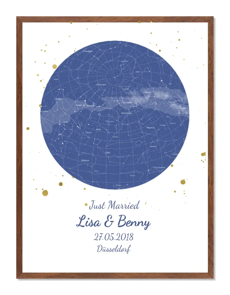 Hochzeitsgeschenk | Personalisierte Sternkarte | Sternenbild Poster | Sternkarte Geschenk zur Hochzeit, zur Geburt, zur Taufe | Geschenk Brautpaar