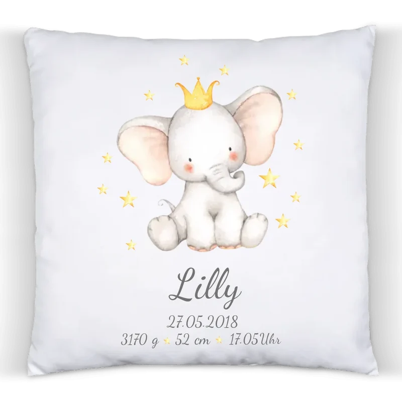 Personalisiertes Geschenk zur Geburt & Taufe, Taufgeschenk Babykissen mit Namen und Geburtsdaten