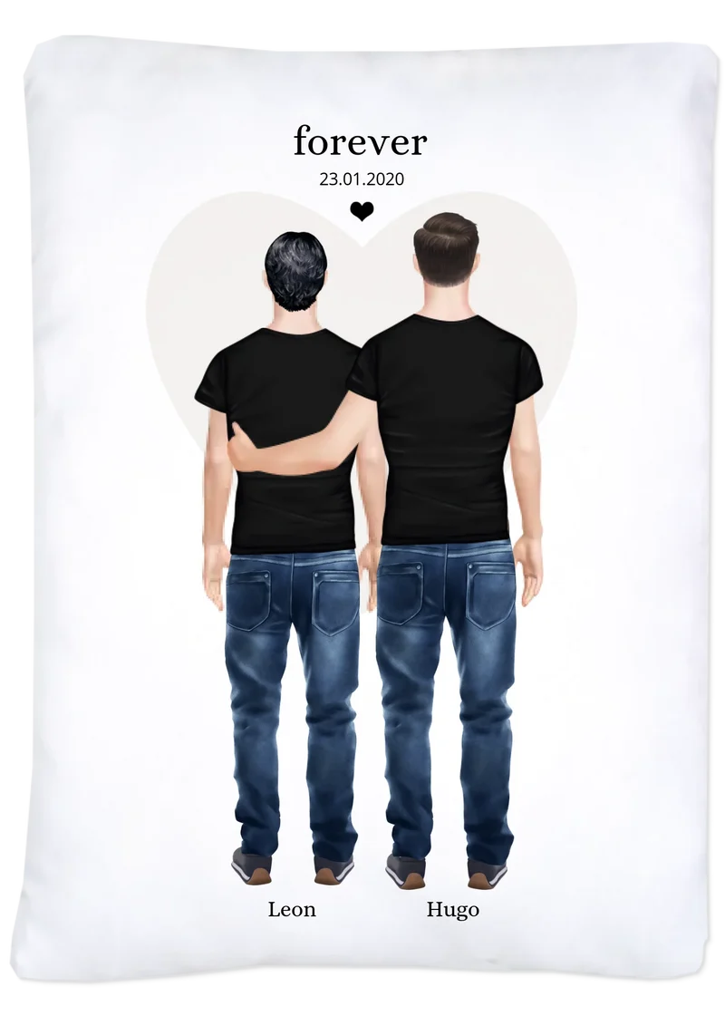Personalisierte Bettwäsche für 2 Männer – Pärchen & beste Freunde Geschenk mit Namen