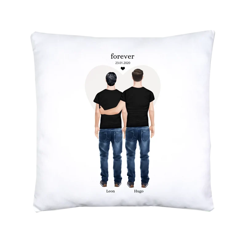 Personalisierte Bettwäsche für 2 Männer – Pärchen & beste Freunde Geschenk mit Namen