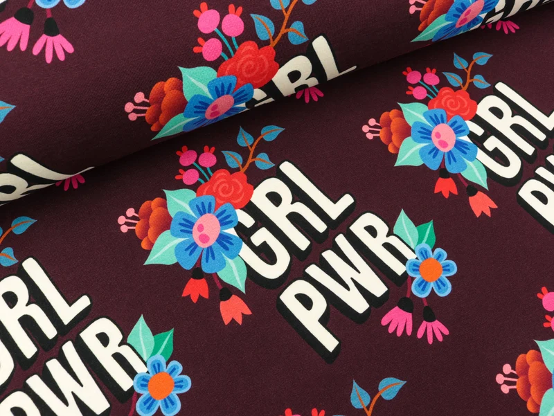 Hamburger Liebe Baumwolljersey Bloom Girl Power bordeaux