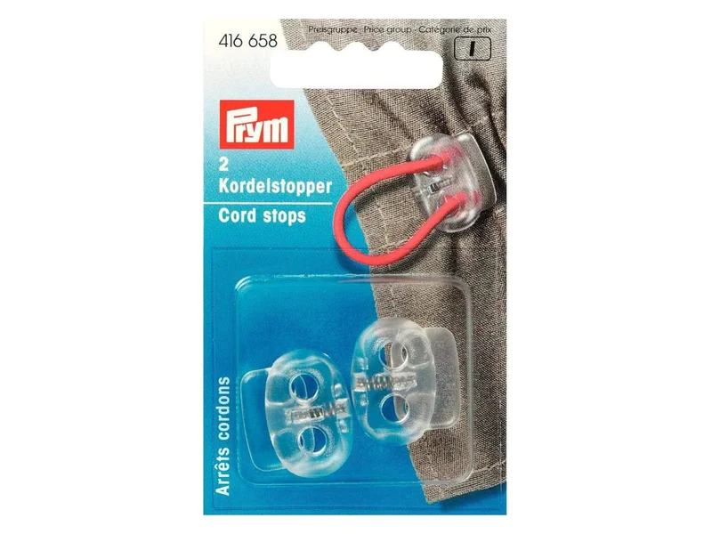 Prym Kordelstopper 2-Loch Kunststoff transparent 2 Stück