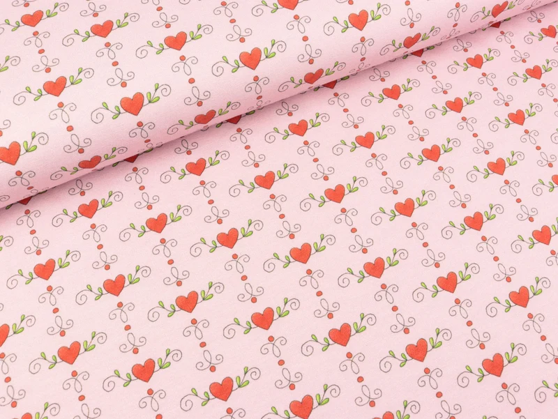 Steinbeck Baumwolljersey Prinzessin Anneli Kleine Herzen auf Rosa