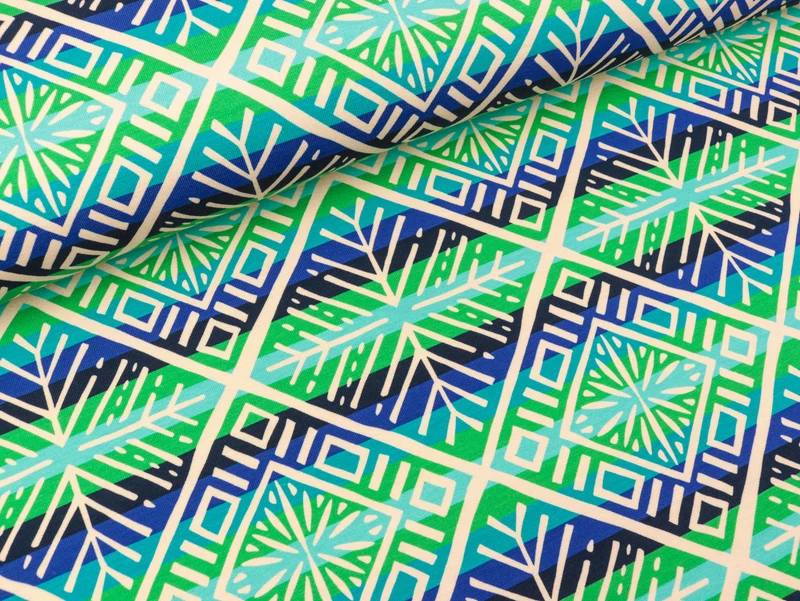 Hamburger Liebe Baumwolljersey Plain Stitches Snowflake clorofilla-bunt
