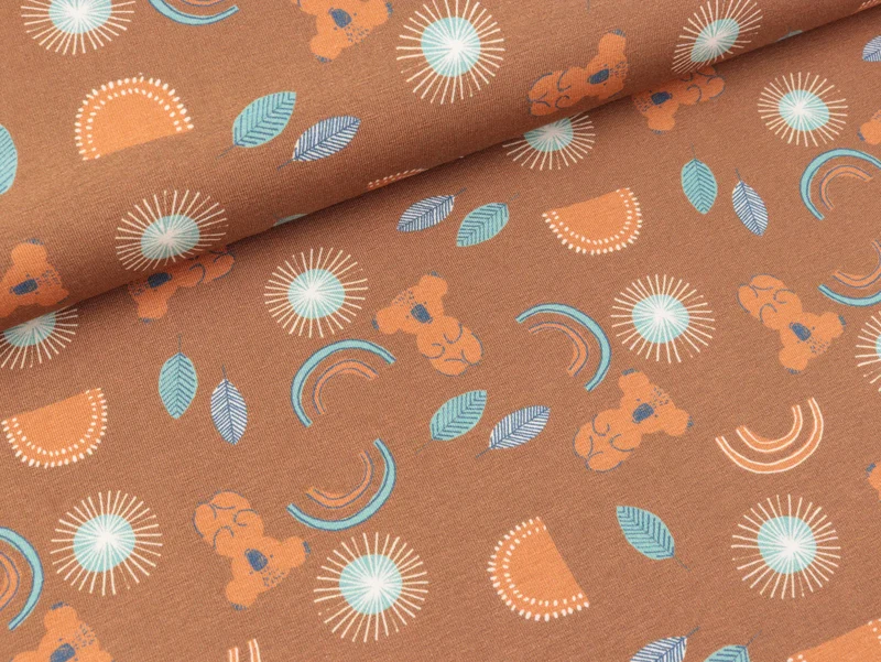 Baumwolljersey Little King Kleine Koalas auf Terracotta