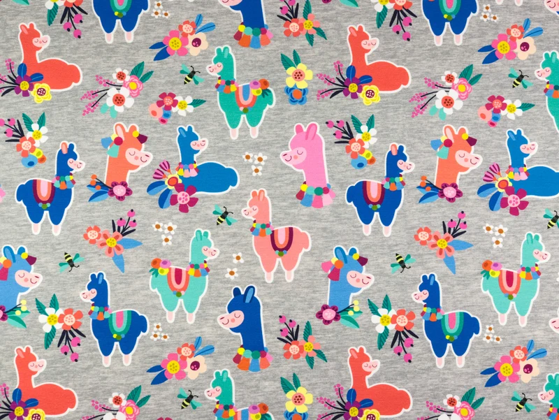 Hamburger Liebe Baumwollsweat Lamaka bluette-bunt Panel 82cm