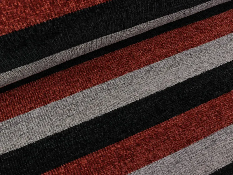 Chenille Stripes rost-hellgrau-schwarz
