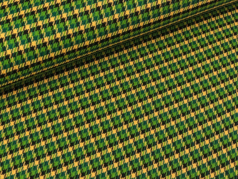 Leichter Jacquard Aneska Minihoundstooth grün-maisgelb