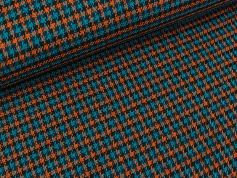 Leichter Jacquard Aneska Minihoundstooth petrol-rost