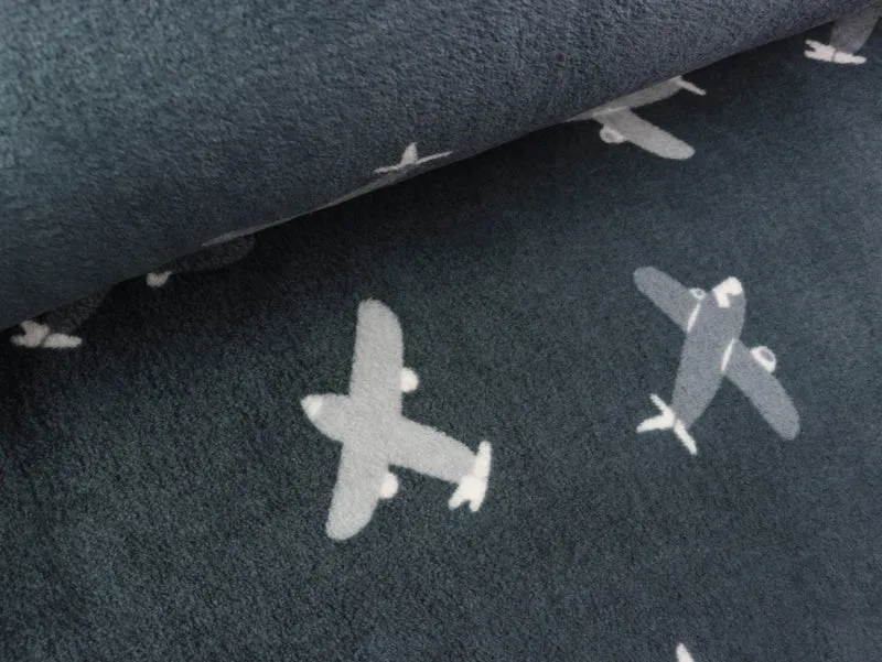 Doubleface Kuschelfleece Plain and Cloud dunkelgrau-bunt