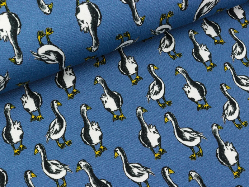 Baumwollsweat Geese rauchblau by Lila-Lotta
