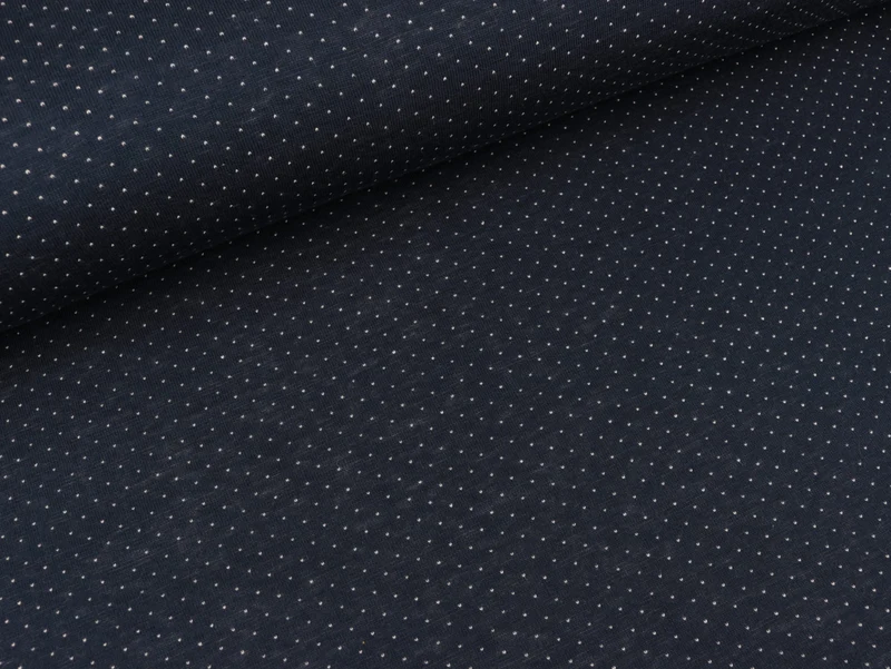 Jacquard-Jersey Minipünktchen blau-weiß