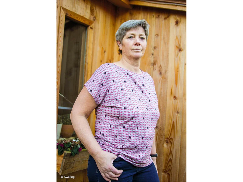 Slub Viskosejersey Milli Linien silbergrau-beere