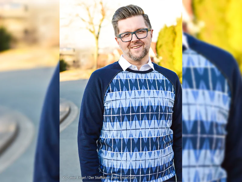 Leichter Baumwollsweat Simply Karierte Rauten dunkelblau by Lila-Lotta