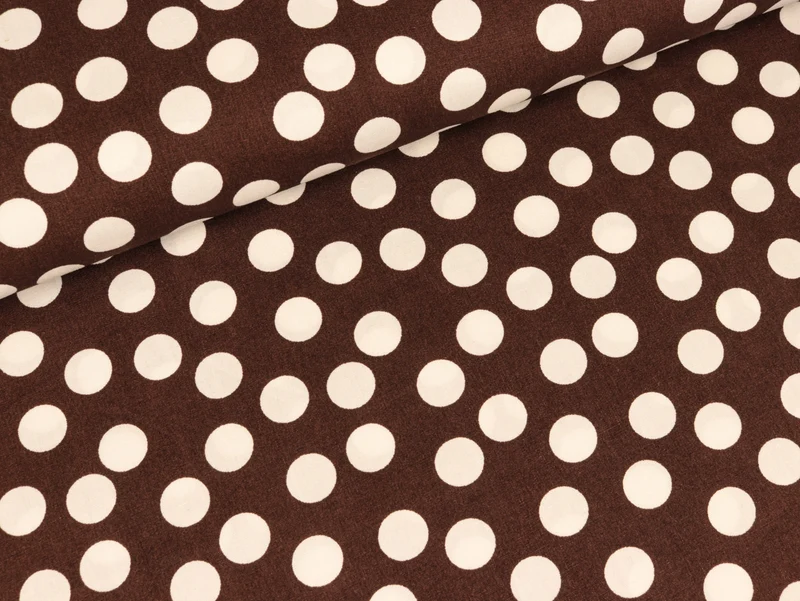 Baumwollstoff unreglmäßige Dots auf Dunkelbraun