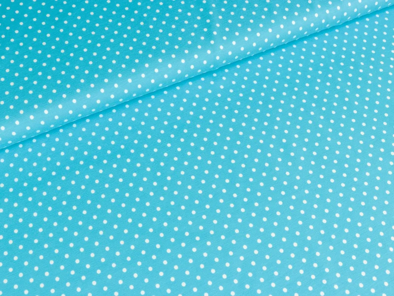 Baumwolljersey Jerseydots helltürkis-weiß