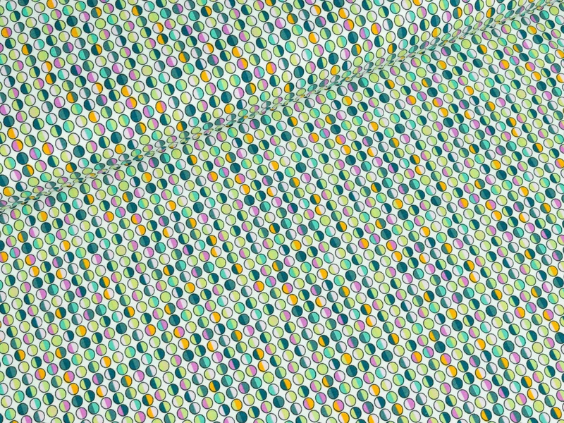 Baumwolljersey Bunte Kullern auf Weiß