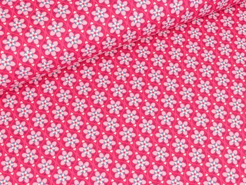 Baumwoll-Webware Julia Blumenkreise pink