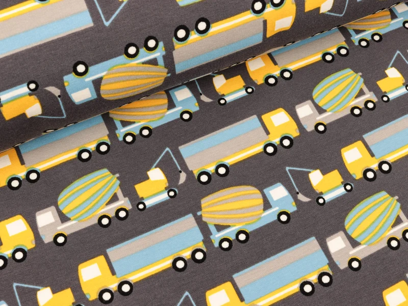 Baumwollsweat Raik Baustellenfahrzeuge dunkelgrau