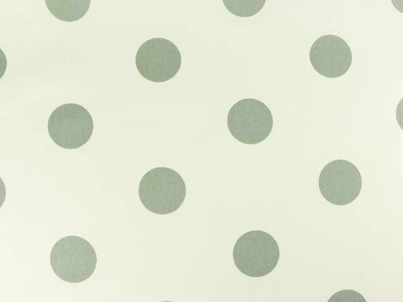 Laminierter Baumwollstoff Metallic Dots silber auf Weiß