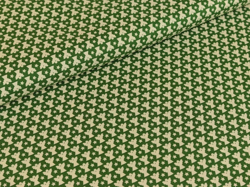 Baumwollstoff Joyful Christmas Engel creme/tannengrün