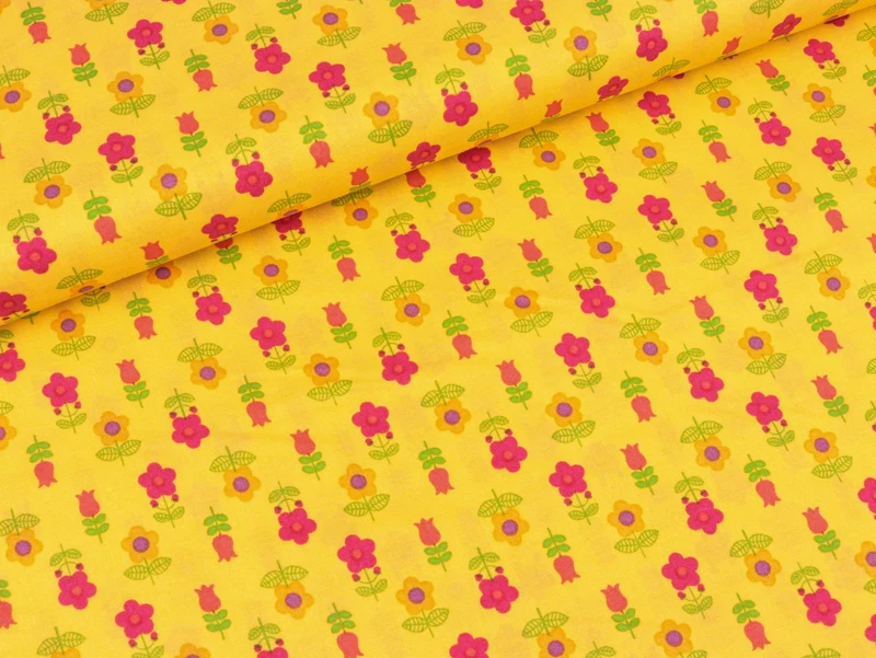 Baumwollstoff BunteBlümchen auf Apricot