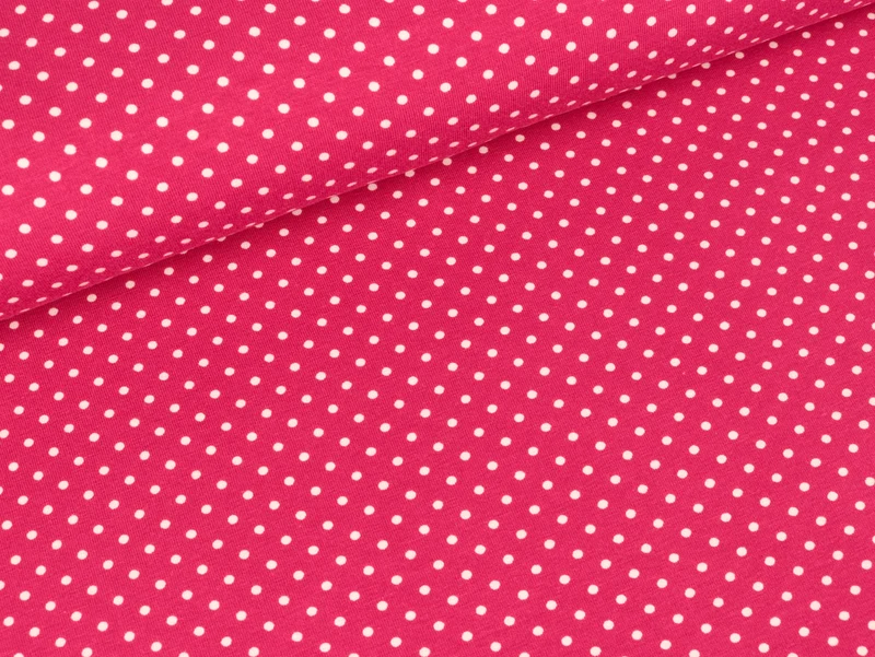 Baumwolljersey Verena Pünktchen weiß auf Pink