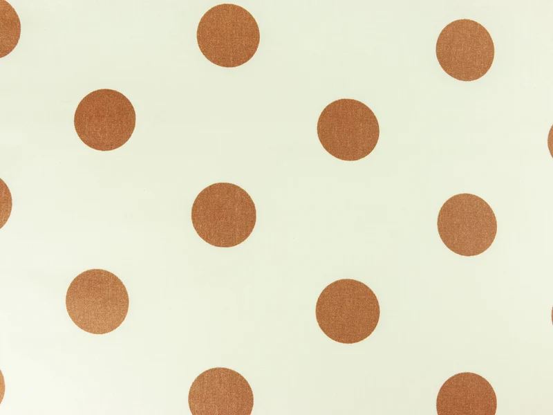 Laminierter Baumwollstoff Metallic Dots kupfer auf Weiß