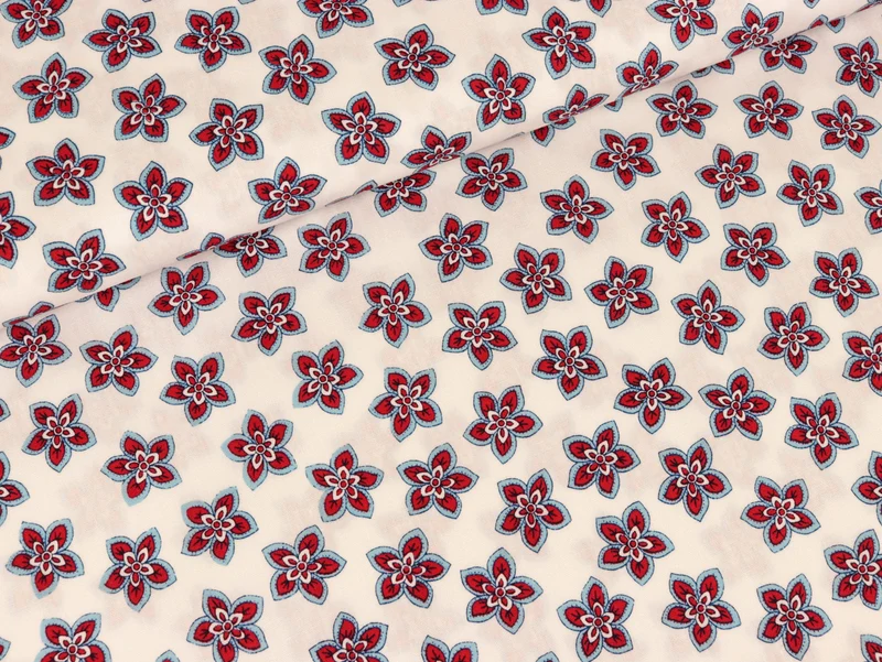Baumwollstoff Blumen auf Weiß