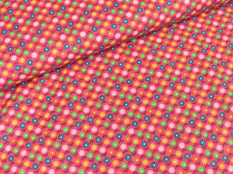 Baumwollstoff Miniblümchen pink-bunt