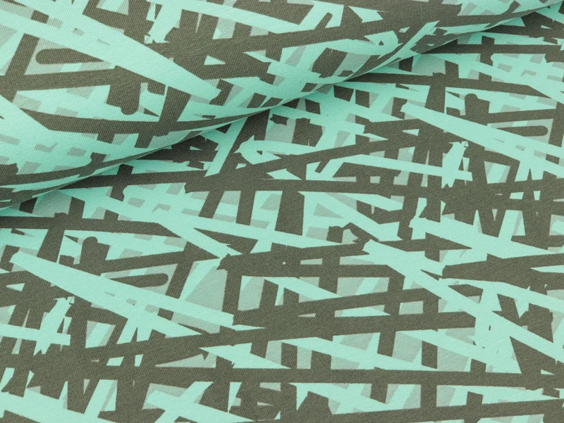 Baumwollsweat Scrawl over mint-grau by Petra Laitner