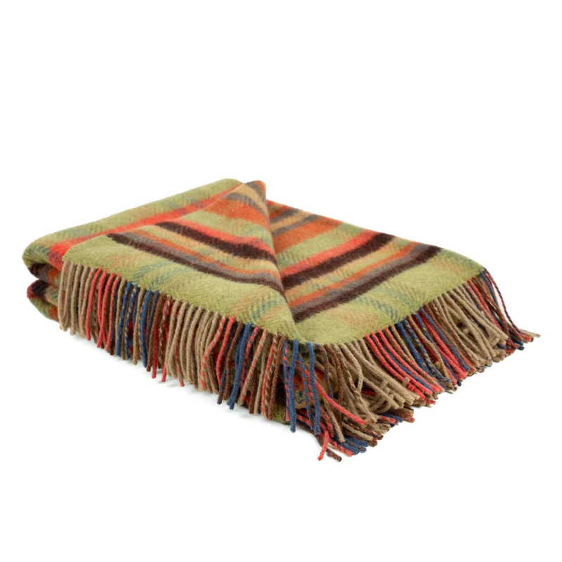 Merino-Kaschmir-Wolldecke "ROUNDWOOD" mit bunten Streifen