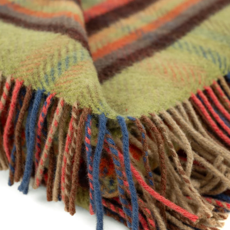 Merino-Kaschmir-Wolldecke "ROUNDWOOD" mit bunten Streifen