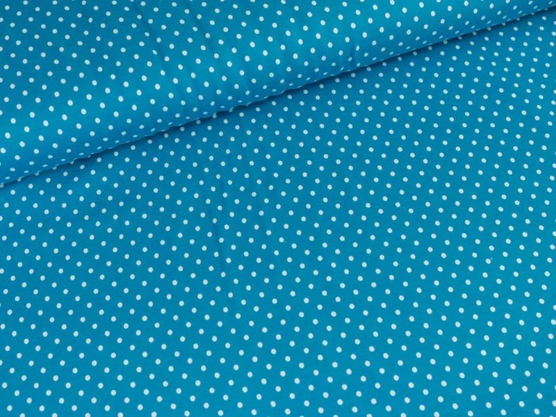Baumwolljersey Jerseydots türkis-weiß