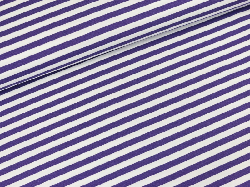 Baumwolljersey Vicente Streifen violett-weiß