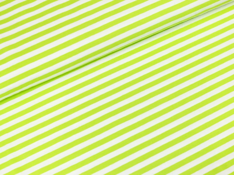 Baumwolljersey Vicente Streifen kiwi-weiß