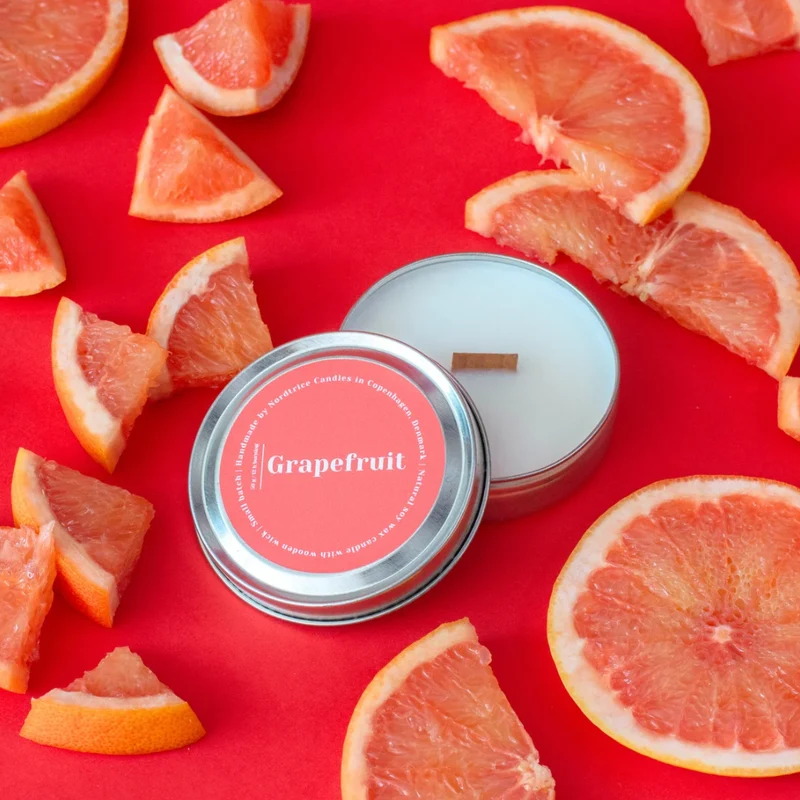 Duftkerze Grapefruit – Sojawachs mit Holzdocht, 50 g