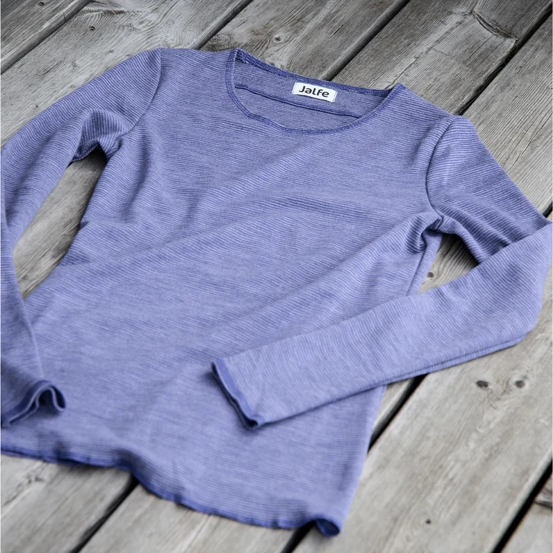 Bio-Baumwoll-Shirt, rosé/hellblau geringelt