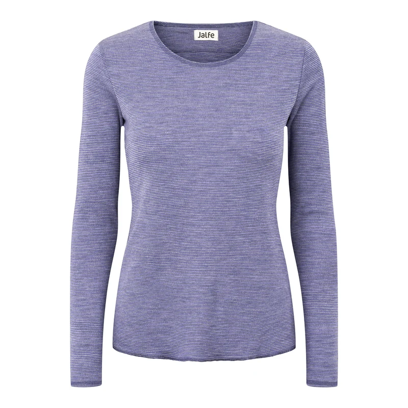 Bio-Baumwoll-Shirt, rosé/hellblau geringelt