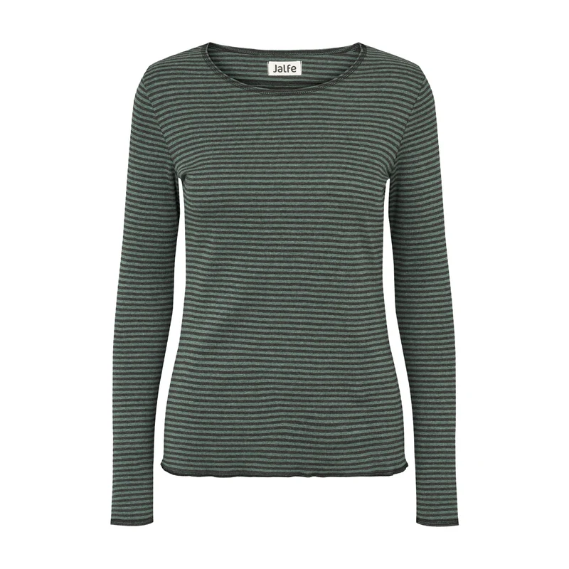 Langarm-Bio-Baumwoll-Shirt, schmal gestreift